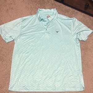 Callaway Aqua Polka Dot Polo Shirt